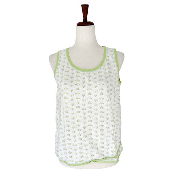 Garnet Hill Other - Garnet Hill‎ Green Women's Pajama Top Small 100% Cotton Green Print Sleeveless